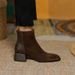 Women's Suede Mid Heel Martin Boots Size 34 Winter New Style Slimming Back Zipper Retro Patchwork Short Boots_vogvips.com