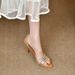 Pointed Toe High Heel Sandals - Women's Sexy Crystal Embellished Transparent Strappy Heels Nude Glitter Open-Toe Dress Shoes_vogvips.com