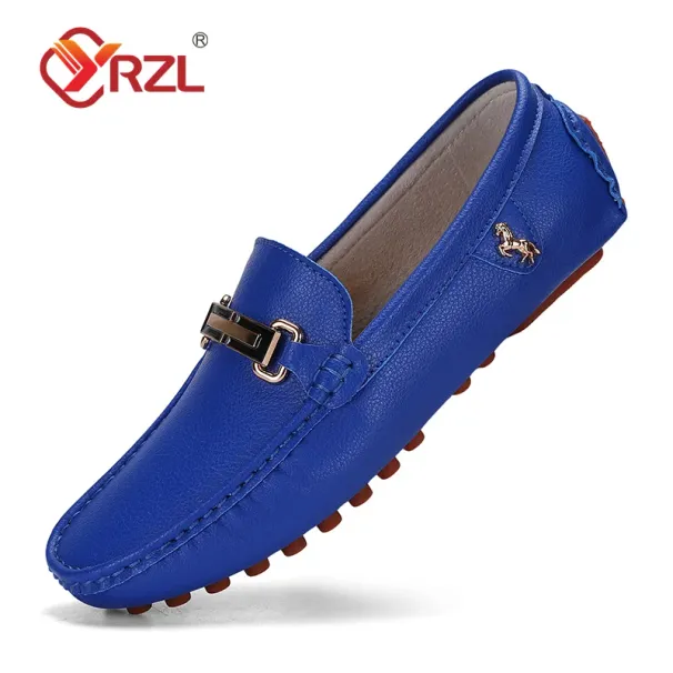 YRZL Men's Handmade PU Leather Casual Driving Flats Slip-on Urious Comfortable Mocasines White Loafer Shoes Men_vogvips.com