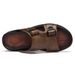Summer Mens Leather Slippers Men Adjustable Slides Casual Sandals Brown Black Comfortable_vogvips.com