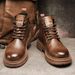 Martin Autumn High Top Waterproof Casual Trendy Versatile Leather British Style Work Ankle Boots Men's Shoes_vogvips.com