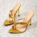 Gold Pointed Thin Heel Sandals Women's Cross With High-heeled Slippers, Sexy Party Wearing High Heels_vogvips.com
