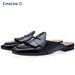 Leather Pointed Slip-On With Tassel Edges And Hollow Back Fashionable Closed Toe Slippers Comfortable Men's Shoes_vogvips.com