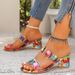Water Diamond Coarse Heel Pattern One Line High Heels Cool Slippers For Women's Fashion Outerwear, Color Blocked, Follow_vogvips.com