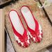 Slippers, Blue And White Porcelain Embroidered Cloth Shoes, Fabric Slippers, Summer Cool Slippers For Women_vogvips.com
