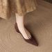 Women S Pointed Toe Flats With Low Heel Vintage Style Slip On For Spring Summer Fall Comfortable Casual Work Shoes_vogvips.com