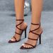 Women's Multi-line With Crossed Ankle Strap Pointed High Heeled Sandals Party Burgundy Heels_vogvips.com