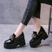 Women’s Shoes Rhinestones Inner Height Enhancing Shoes With Small Leather Shoes Thick Soled Platform Shoes One Step Loafers_vogvips.com