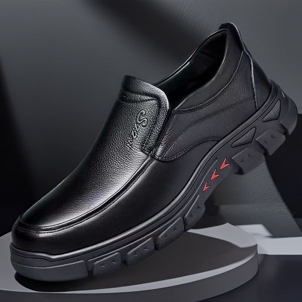 European Warm Series Autumn Winter New Men Large Size Casual Leather Middle-aged And Elderly Fleece-lined Cowhide Dad Men's Shoes Slip-on_vogvips.com