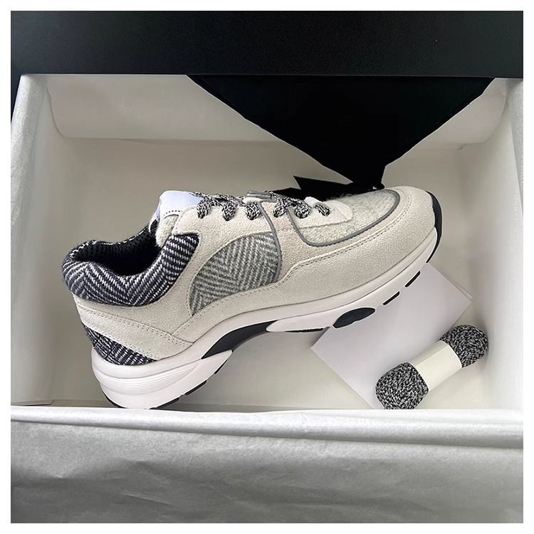 Thick Soled Dad Shoes For Women, Coarse Woolen Reflective Sneakers, Spliced Height Enhancing Lace Up Casual Shoes For Women_vogvips.com