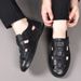 New Leather Hollow Design Men, Casual Slip-on Shoes With Velcro Closure, Dad Sandals For Men_vogvips.com