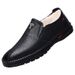 European Warm Series Men's Casual Leather Sh, Trendy Soft Sole Slip-On Loafers For Middle-aged And Elderly Fathers, Fleece-lined Cotton_vogvips.com