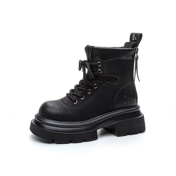 Martin Boots Women's Thick-soled Retro Heightening 7cm Side Zipper Locomotive Sweet Cool Casual Knight Short Boots_vogvips.com