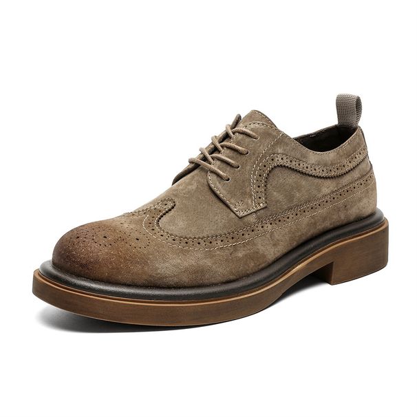 Euro Step 2025 Autumn New Men's Brogue Formal Leather Handmade Carved British Style Work Business Shoes_vogvips.com