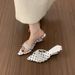 High-end Elegant Black Wedge Rhinestone Sandals Women's Outdoor Wear 2026 Summer French High Heel Sandals With Skirt_vogvips.com