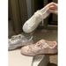 Wishing Girl Bowknot Ballet Training For Women 2025 Summer New Sports Casual Retro Silk Surface White Shoes_vogvips.com