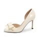 26ss Leather Round Patent D-28 Toe Bow Side Hollow Nude High Heels For Women Petite Shallow Mouth Elegant Commuter Shoes_vogvips.com