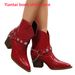 2025 Cross-Border Trade European And American High Women's Leather Large Size Pointed Toe Belt Buckle Slip-On Chunky_vogvips.com