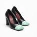 Retro Style Women's High Heels Color Blocked Square Toe Low Cut Genuine Leather Chunky Heel Versatile Shoes for Commuting Black_vogvips.com