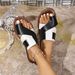 Women's Shoes Casual Flat Soled Large Size Slippers For Women Color Matching Toe Toed Black And White Fish Mouth Sandals For Women_vogvips.com