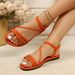 New 2026 Women's Flat Bottom Sandals Roman Beach Elastic Strap Slip-On Shoes Fairy Tale Skirt Matching Outdoor Wear_vogvips.com