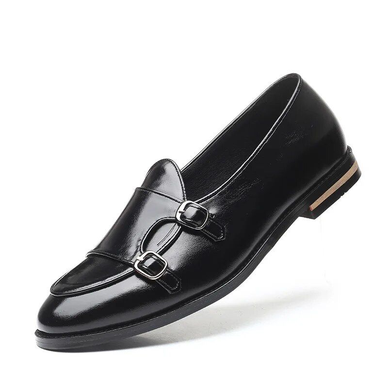 Movechain Men's Cusual Leather Shoes Wedding Party Shoes Fashion Men Slip-on Buckle Shoe Mens Loafers Moccasins Driving Flats_vogvips.com