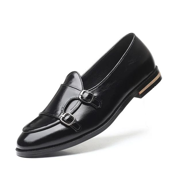 Movechain Men's Cusual Leather Shoes Wedding Party Shoes Fashion Men Slip-on Buckle Shoe Mens Loafers Moccasins Driving Flats_vogvips.com