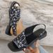 Women's Casual Leopard Print Flat With Open Toe Square Toe, Hollow Back, European And American Fashion, Chunky Low Heel_vogvips.com