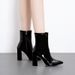 Fashion Silver Patent Leather Women Ankle Boots Pointed Toe Square High Heels Shoes Chelsea Botas De Mujer_vogvips.com