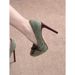 Women's Pointed-Toe Stiletto Heels – Elegant Bow Detail High Heel Pumps With Platform In Dark Green Bow Knot Low Cut Single Shoes Mary Jane Shoes._vogvips.com