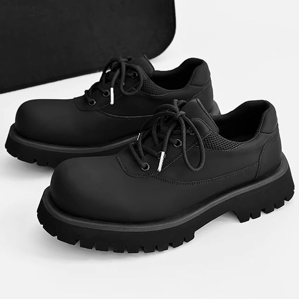 ShoeVault Matte Derby For Men, High-End Cleanfit, Large Toe, Black Work Shoes, Thick Sole, Height Increasing, Commuter Niche_vogvips.com
