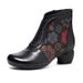 Ethnic Style Autumn Winter New Cowhide Fleece Lined Warm Cotton Shoes Women's Chunky Heel Soft Sole Non-Slip Short Boots_vogvips.com