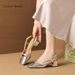 Qianlihui Millennium Sweet Girl Ins Silver Bowknot Chunky Heel Cute Closed-Toe Age-Reducing Fashion Patent Leather_vogvips.com