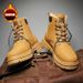 Winter Fleece-Lined Martin Boots For Men, High-Top Work Shoes, Trendy Versatile Thick-Soled And Insulated Cotton Shoes_vogvips.com