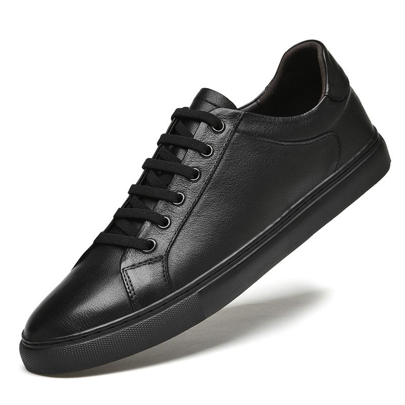 Little White Shoes Men's Head Layer Low-top Lace-up Casual Board Shoes Sports Men's Shoes_vogvips.com
