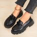 Women's Plus Size Loafers Black Thick Soled Retro British Style Shoes Autumn Winter_vogvips.com
