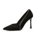 Stiletto Heel Pointed Toe Combination Stitched Edge High Heels For Women Suede Solid Color Large Wide 41 42 43 Small_vogvips.com