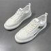 Spring New Leather Fabric Splicing Trendy Fashion Low Top Board Men's Casual White Shoes_vogvips.com