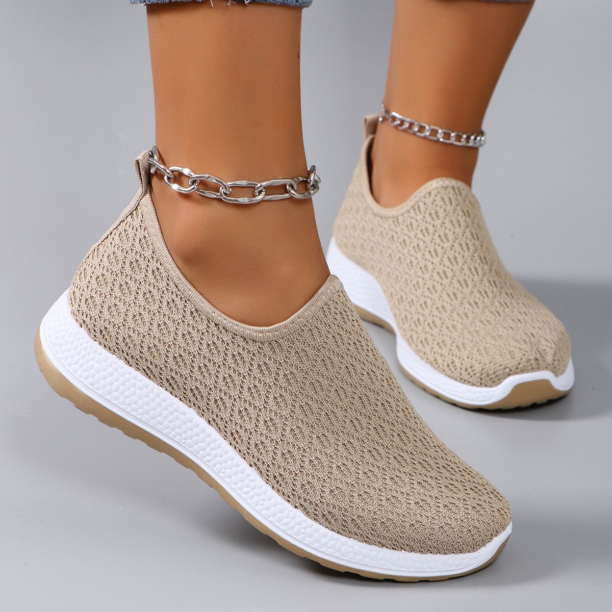 Spring New Women's Fashionable, Breathable, Lightweight, Non-slip, Wear-resistant, Casual Sports Shoes, Flat Shoes_vogvips.com