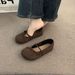 Brown Mary Jane Women's 2025 New Spring And Autumn Elegant Little Style Flat French Suede Single Shoes For Women_vogvips.com