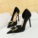 626-K7 Wind Thin Banquet Women's Shoes, Super High Heels, Shallow Mouth, Pointed Side Hollow Metal Buckle Single Shoes_vogvips.com