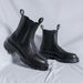 Chelsea Boots Men's High-top Leather Shoes, Cigarette Boots, Martin Boots Men's Velvet Black Boots Men's_vogvips.com