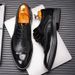 Euro Step New Formal Business Derby British Pointed Casual Soft Sole Genuine Leather Men's Shoes_vogvips.com