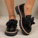 Bowknot British Style Women's Small Leather Shoes Spring New Large Size Thick-Soled_vogvips.com