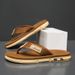 Men's Trendy Thong Slippers Non-Slip Wear-Resistant Flip Flops Breathable Woven Upper Comfortable Outdoor Beach Sandals_vogvips.com
