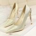 Women's Stiletto Heel Pumps Korean Style Fashion Sexy Metal Heel Stiletto High Heel Shallow Mouth Pointed Satin Thin Single Shoe Wedding Shoes_vogvips.com