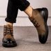 Men's Genuine Leather Martin Boots - Stylish Winter Casual Boots With Anti-Slip Rubber Sole, Classic Pointed Toe Design, Comfortable & Warm_vogvips.com