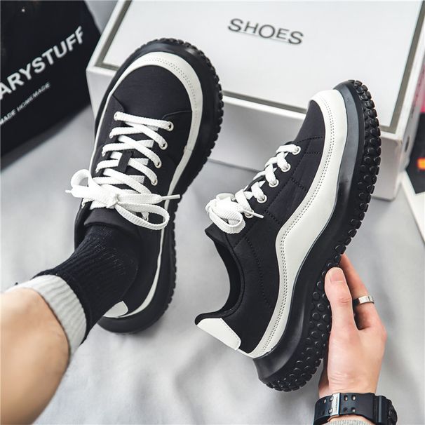 ShoeVault Men's Autumn Casual Versatile Thick-Soled Sneakers Youth Sports Wear-Resistant Height-Increasing Black Hong Kong Style_vogvips.com