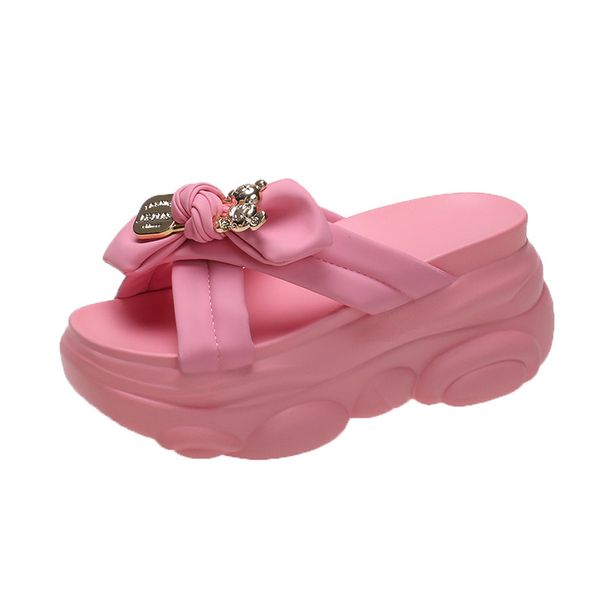 Women’s Shoes New Summer Style Outer Wear Fashion Network Celebrity Platform Shoes Rhinestone Height Increase Versatile Thick Bottom Women's Slippers_vogvips.com