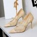 Women's Shoes Mesh Rhinestone Pearl Strappy High Heels Pointed Toe Low Cut Dress/Wedding Shoes Elegant Women's Shoes_vogvips.com